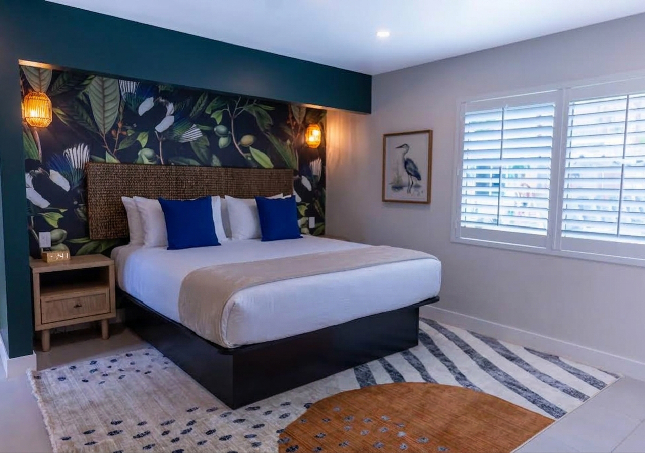 Tropicale redone tucked in bed